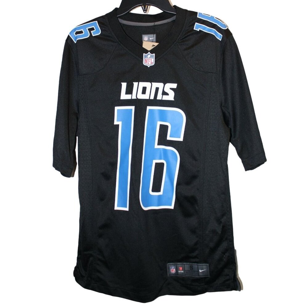 Nike NFL Detroit Lions Jared Goff #16 Black On-Field Jersey S Mens